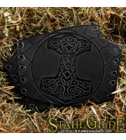 Leather  Bracers Thor's Hammer Mjolnir Scale design: a pair